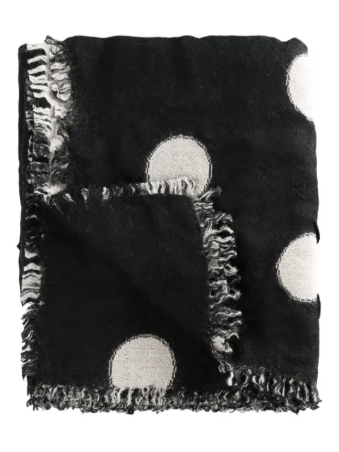 Y's polka-dot pattern fringed-edges scarf