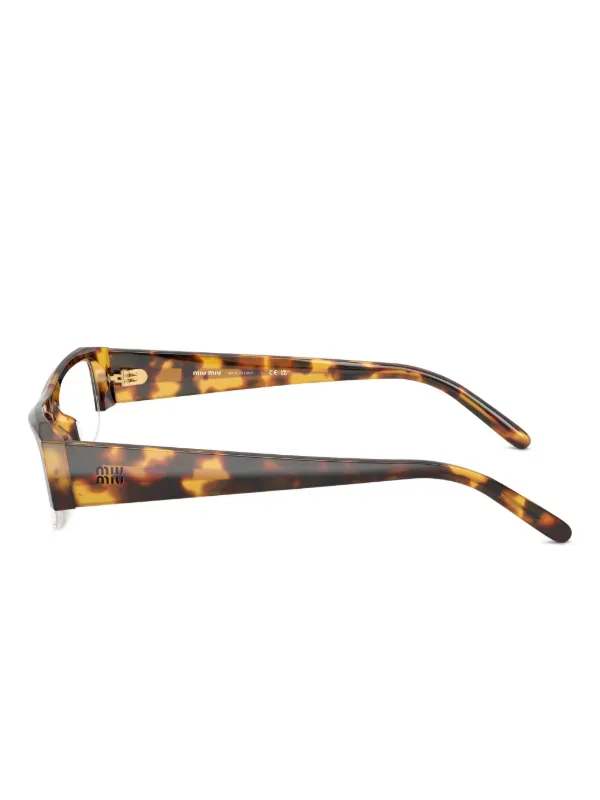 Miu Miu Eyewear ジオメトリック眼鏡フレーム | ブラウン | FARFETCH JP