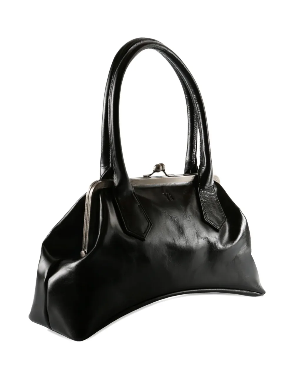Y's frame-clasp curvy tote bag - Zwart