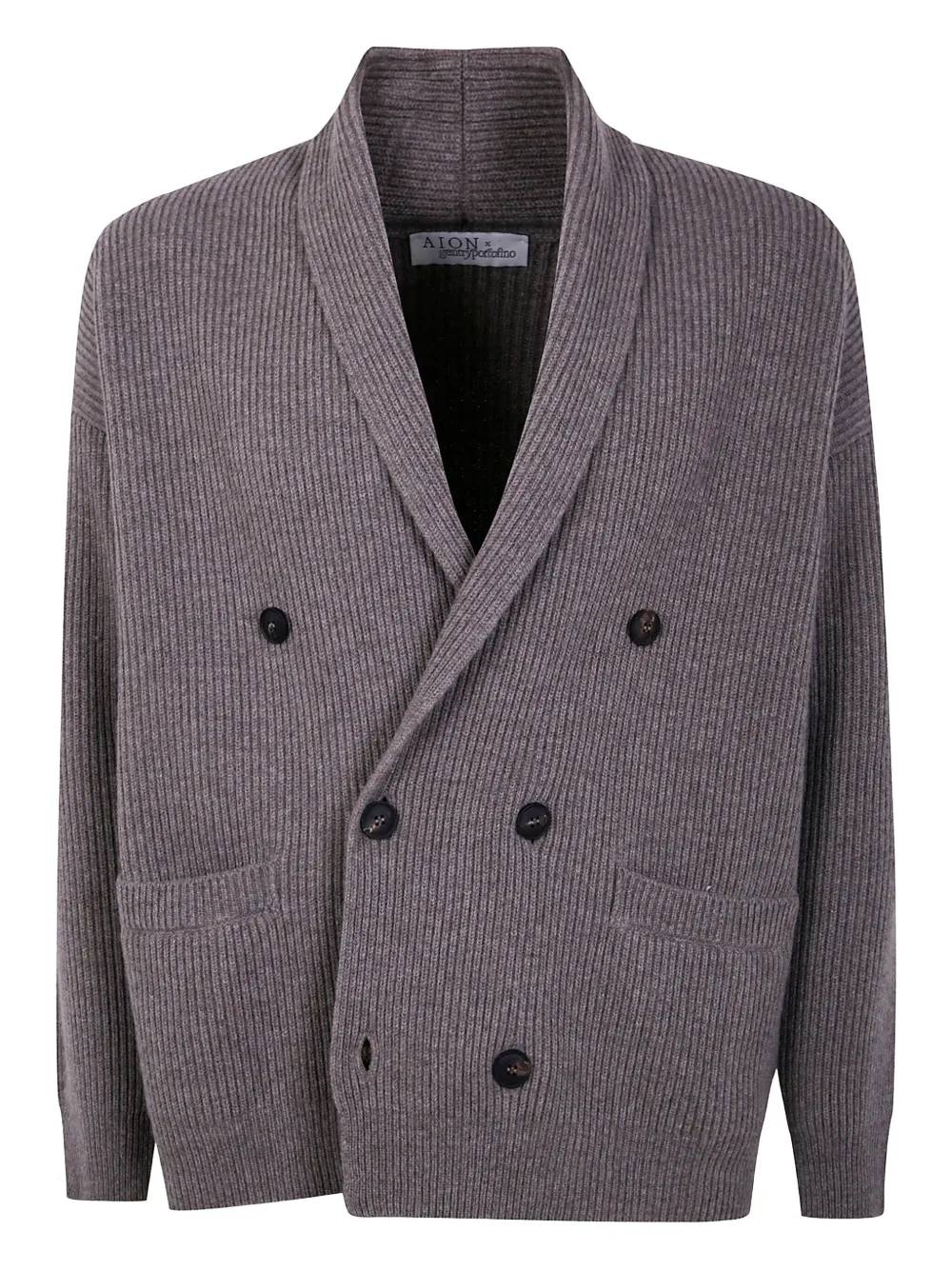 AION ribbed double-breasted cardigan | Grey | Image 1
