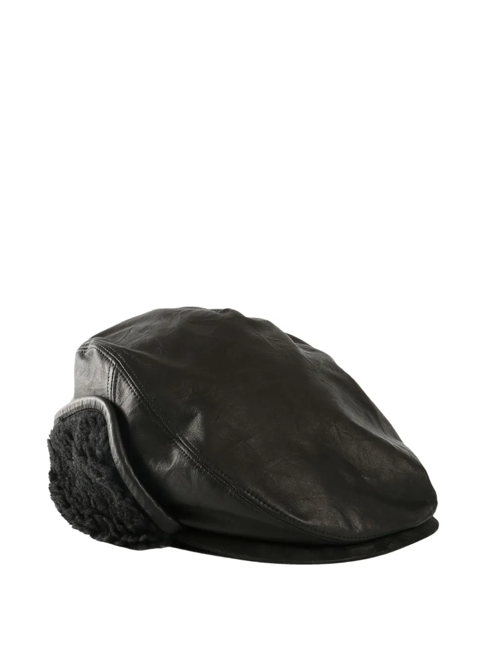 Y's leather ear-flap hat - Zwart