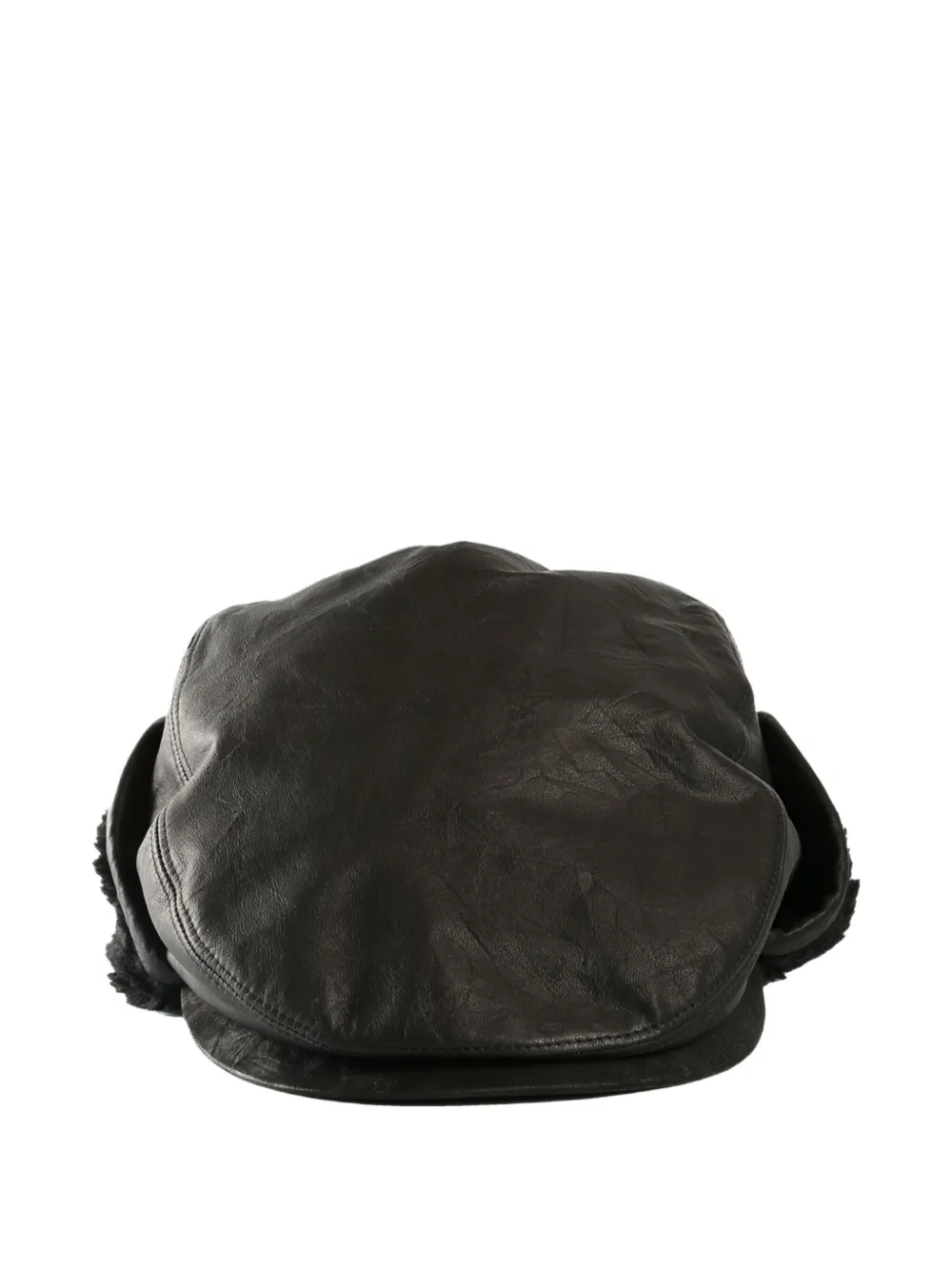 Y's Leather Ear-flap Hat In Black
