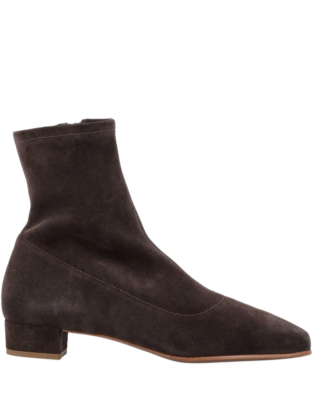 By Far Suede Zip Ankle Boots In Brown