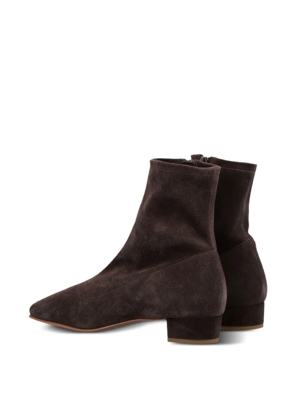 BY FAR suede zip ankle boots Brown