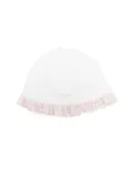 La Stupenderia gingham-trimmed ruffled hat - White