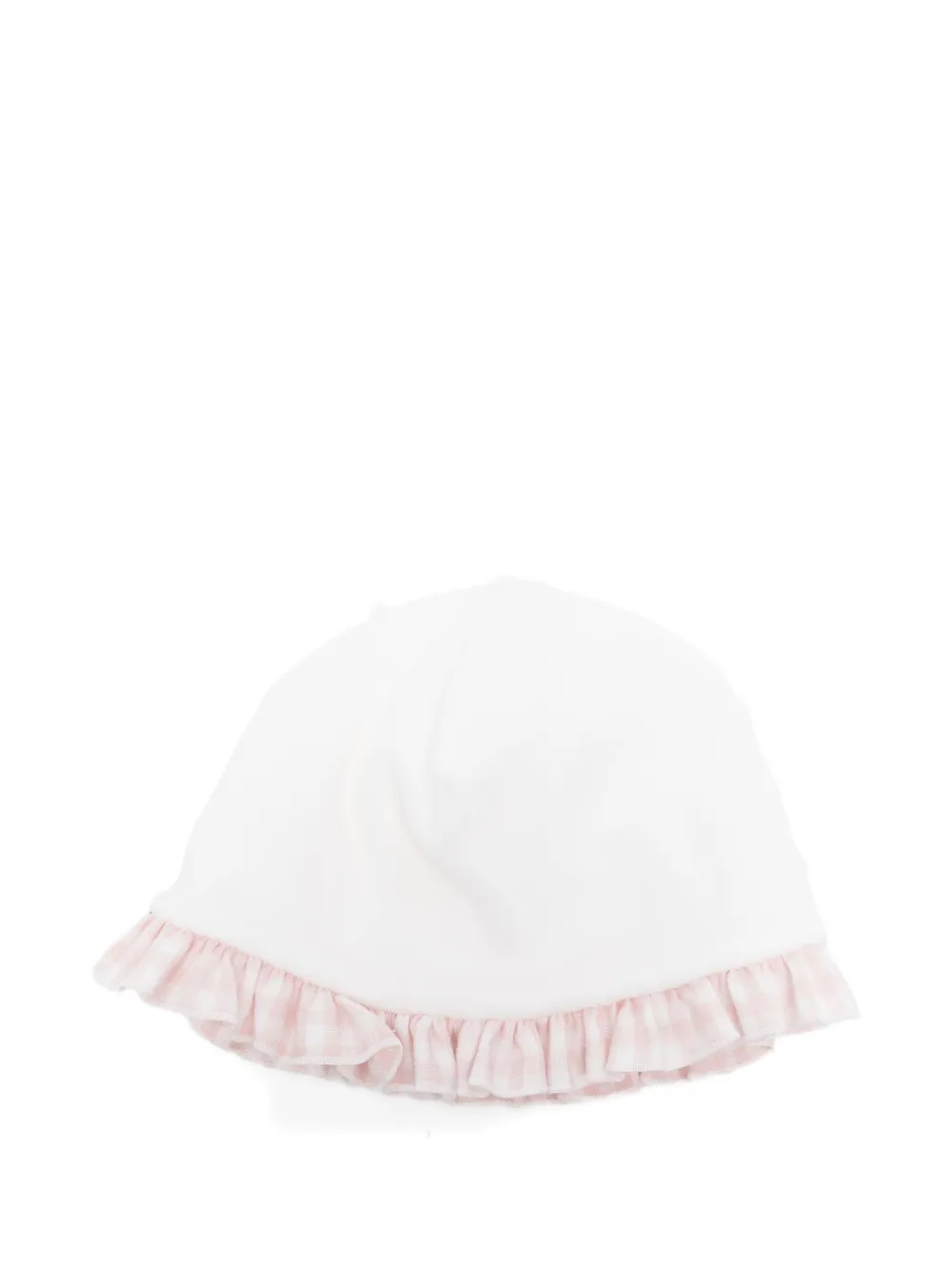 La Stupenderia gingham-trimmed ruffled hat - Wit
