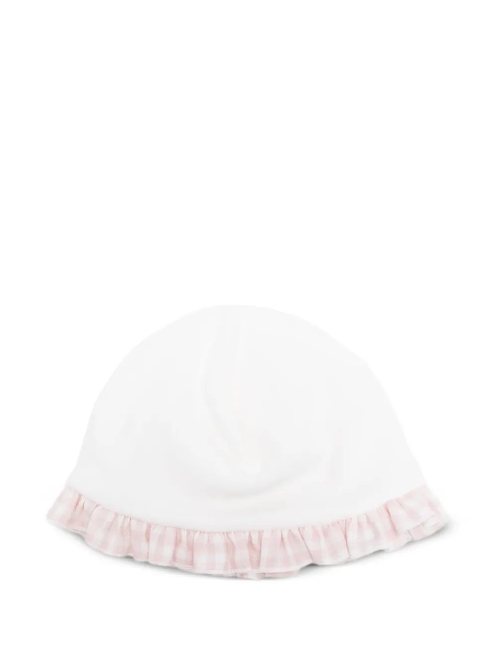 La Stupenderia gingham-trimmed ruffled hat | White | Image 1