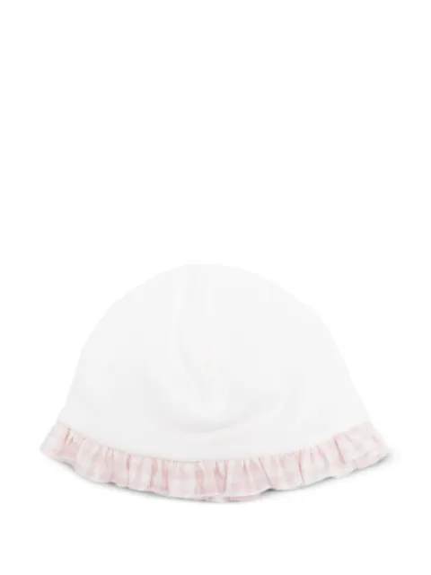 La Stupenderia gingham-trimmed ruffled hat