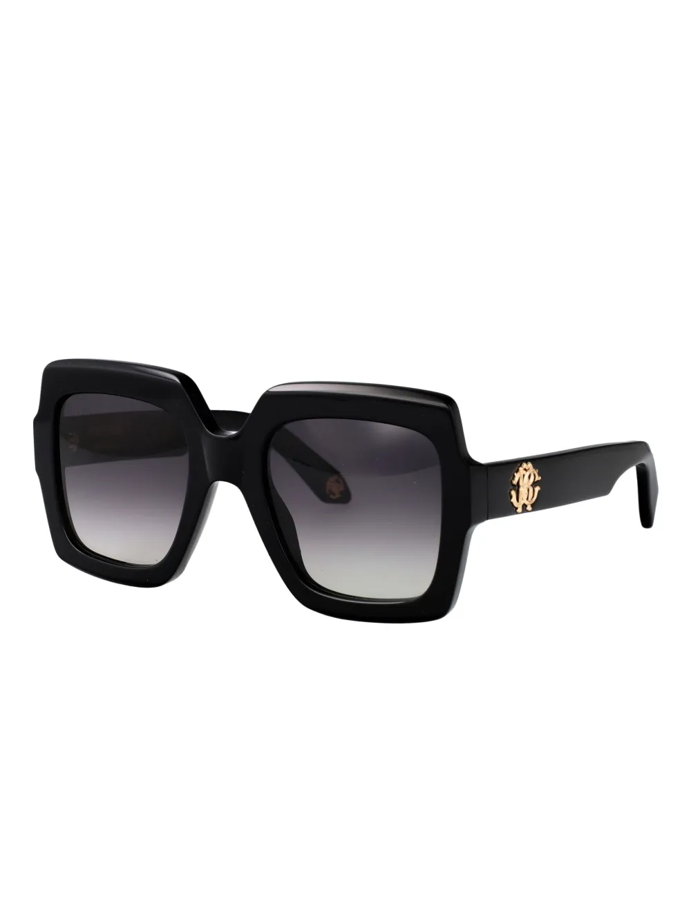 Roberto Cavalli logo-plaque square-frame sunglasses - Zwart