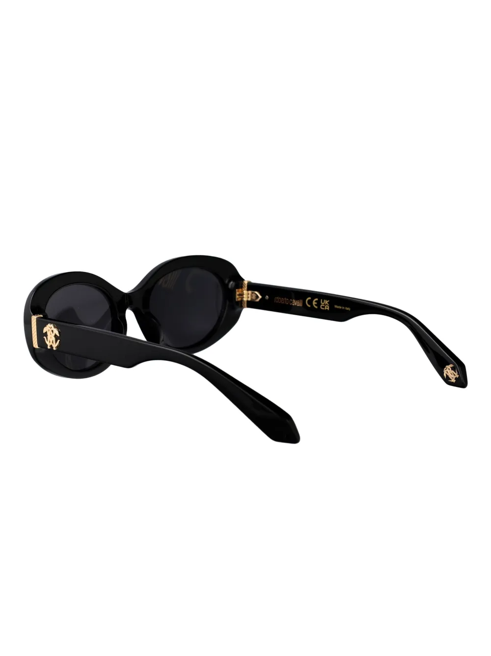 Roberto Cavalli Zonnebril met ovaal montuur en logo Zwart