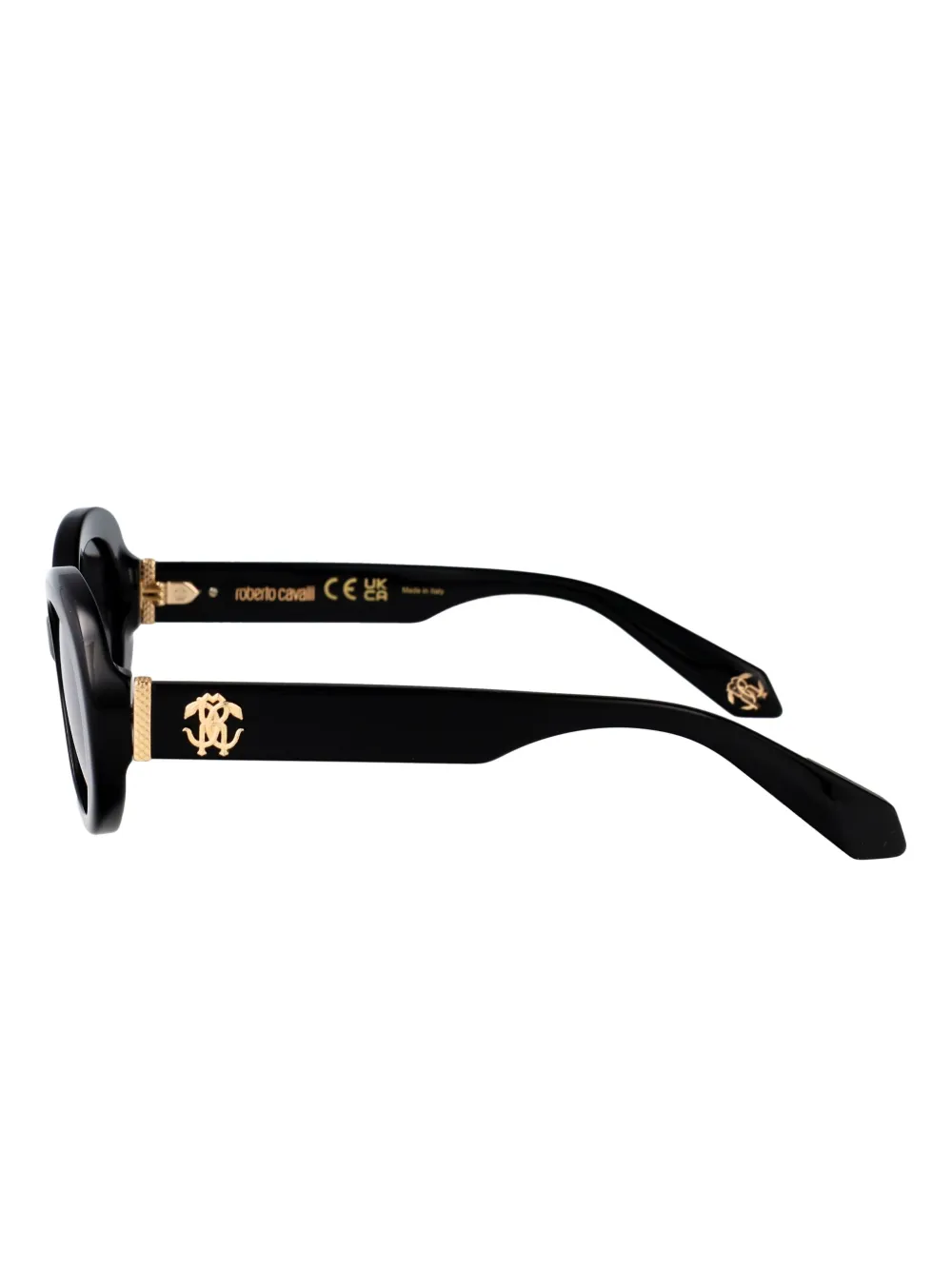 Roberto Cavalli Zonnebril met ovaal montuur en logo Zwart