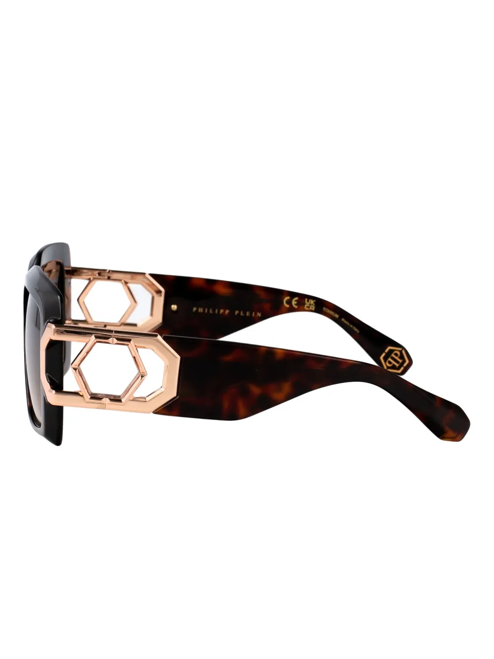 Philipp Plein Eyewear Zonnebril met vierkant montuur Bruin