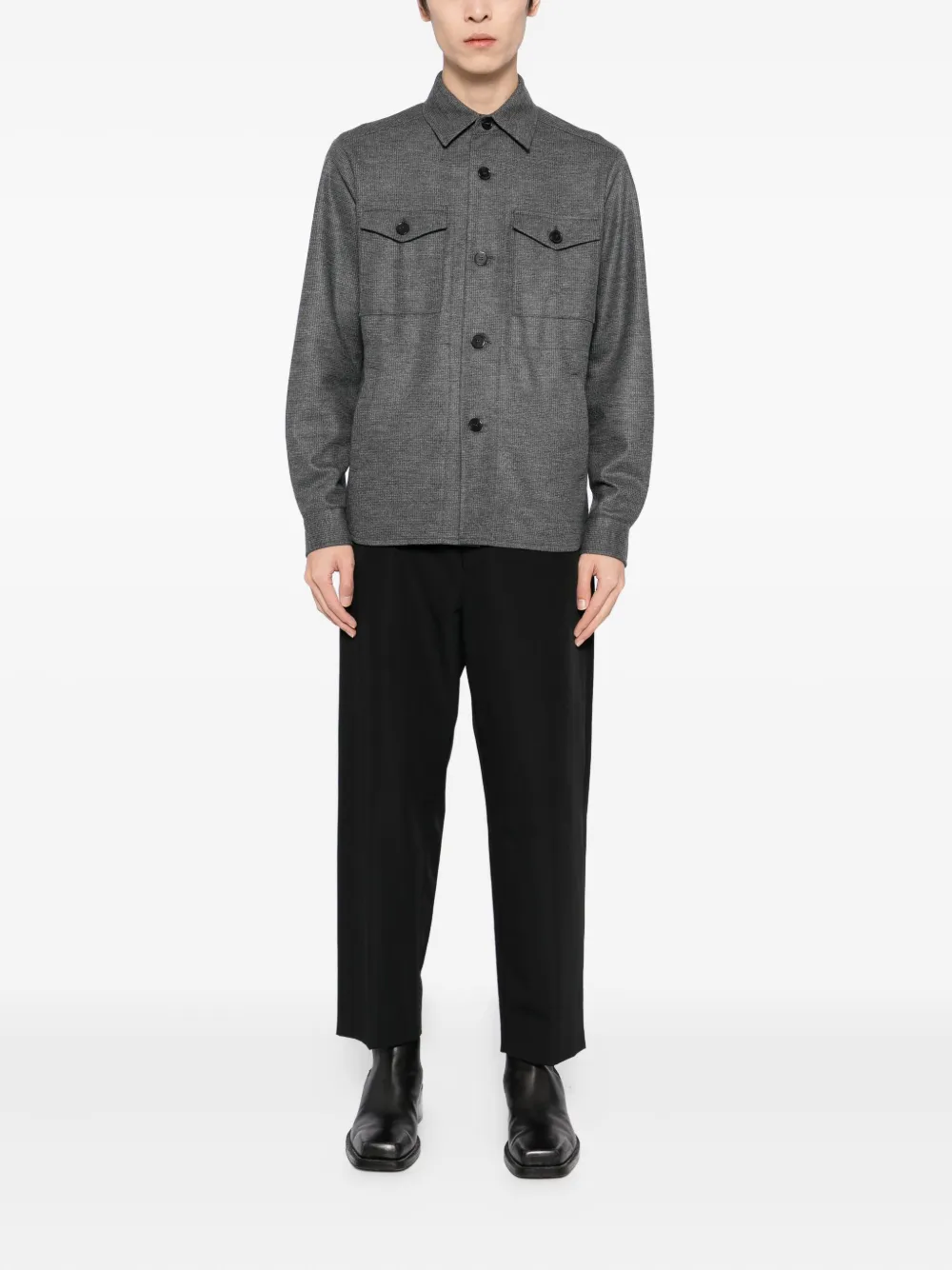 Harris Wharf London Wool Shirt Jacket In Gray