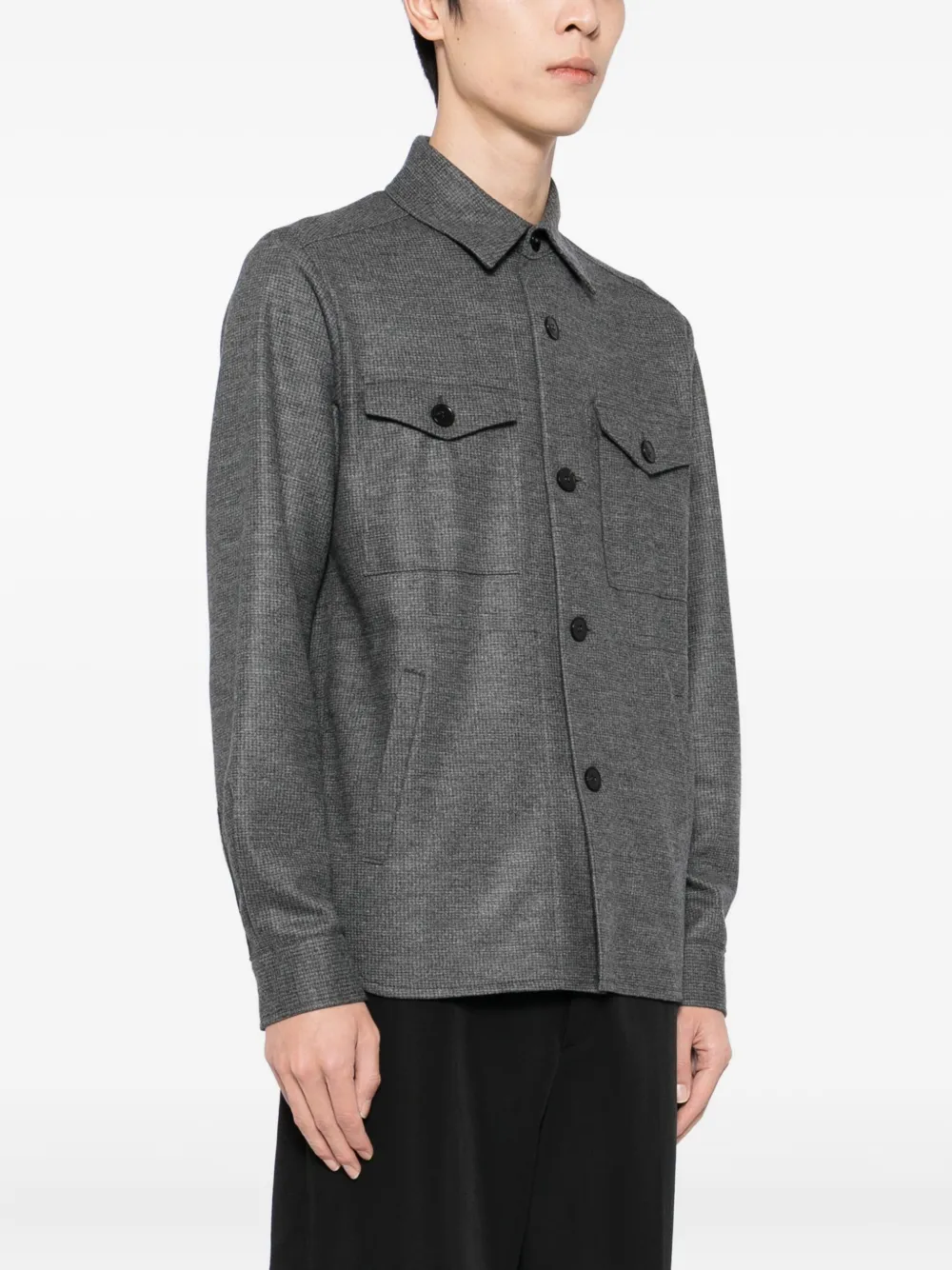 Harris Wharf London Wool Shirt Jacket In Gray