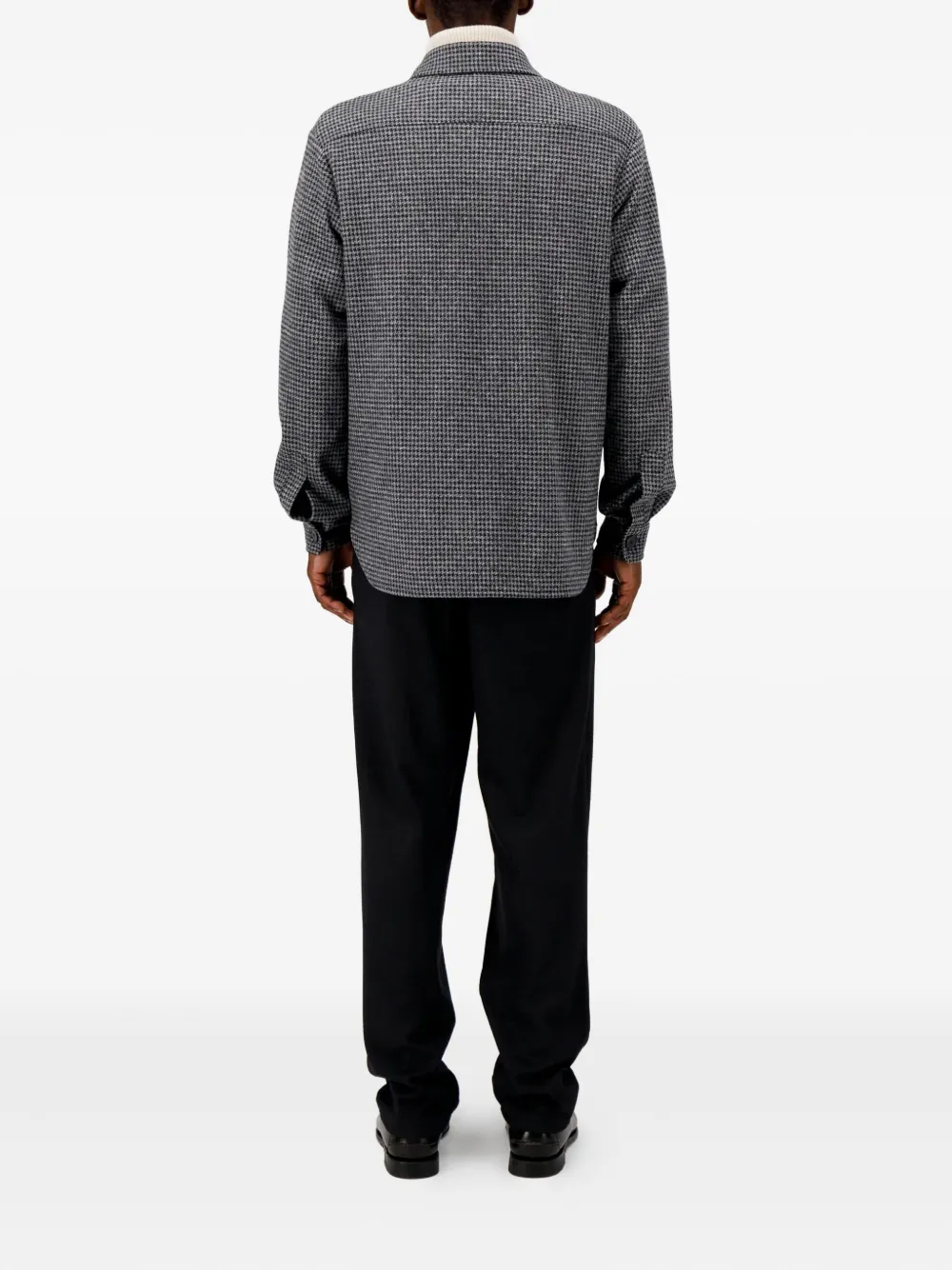 Harris Wharf London Houndstooth Shirt In Gray