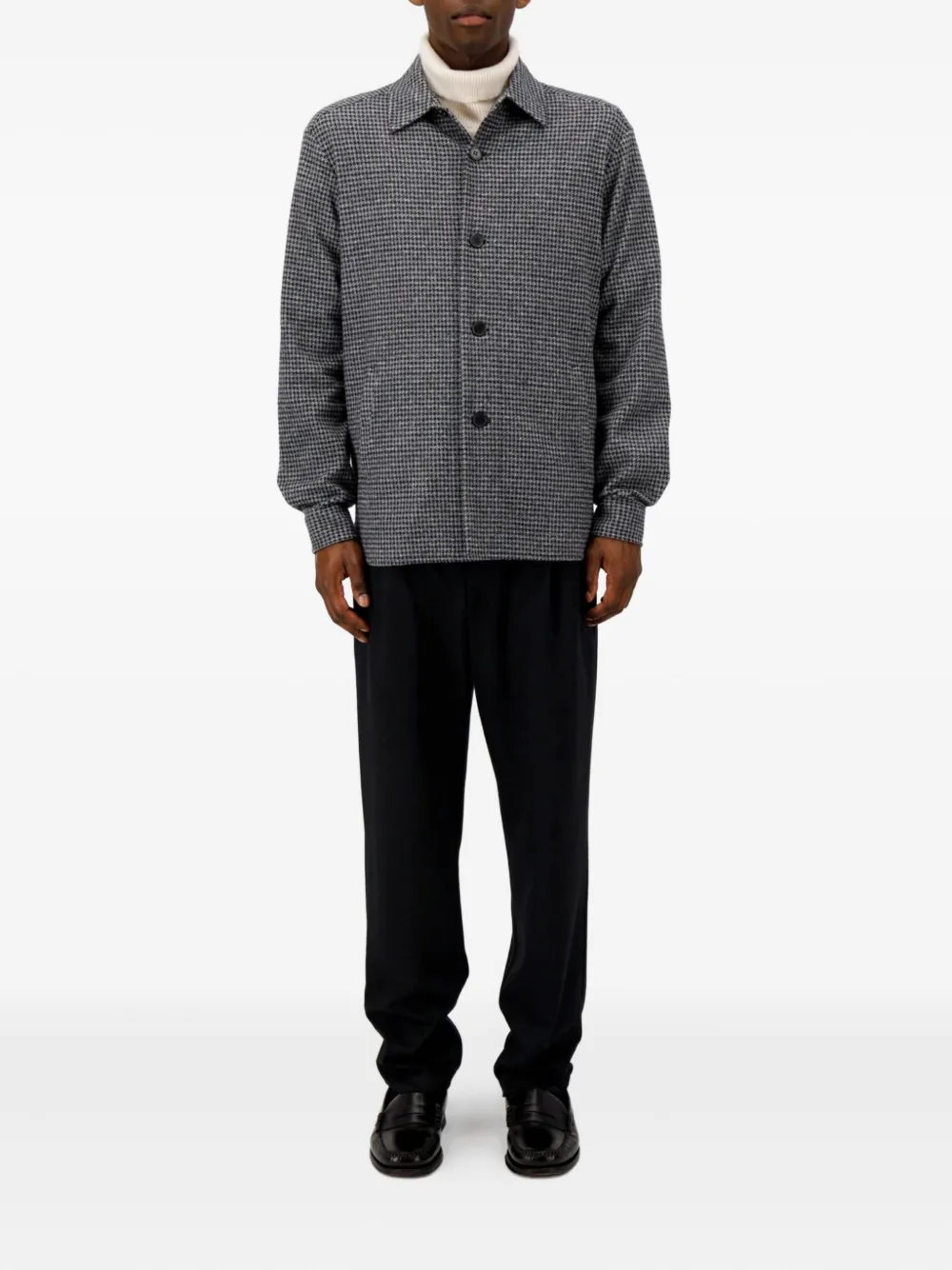 Harris Wharf London Houndstooth Wool Jacket In Gray