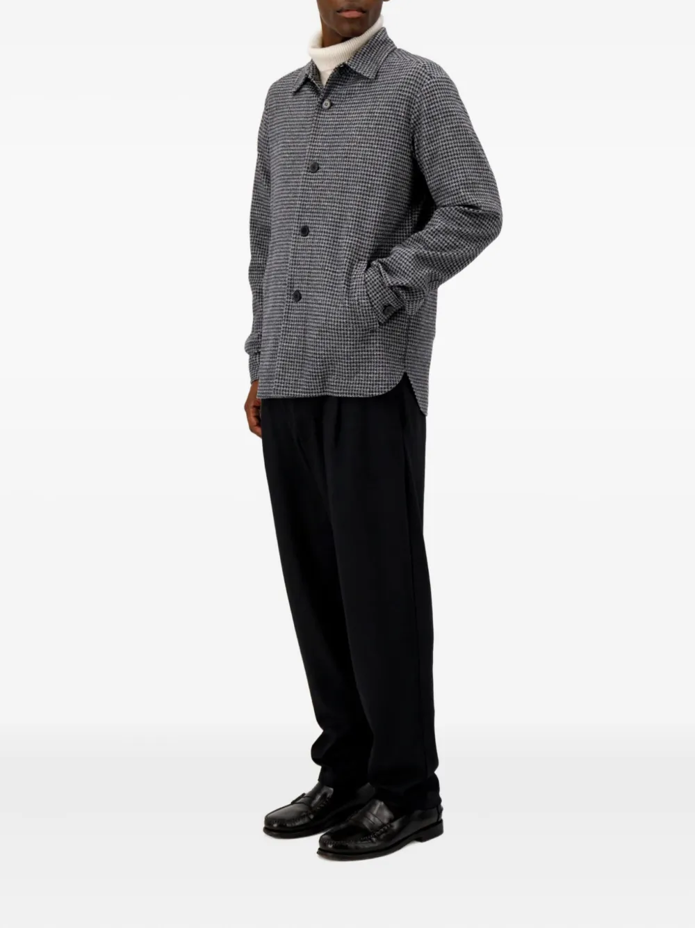 Harris Wharf London Houndstooth Wool Jacket In Gray