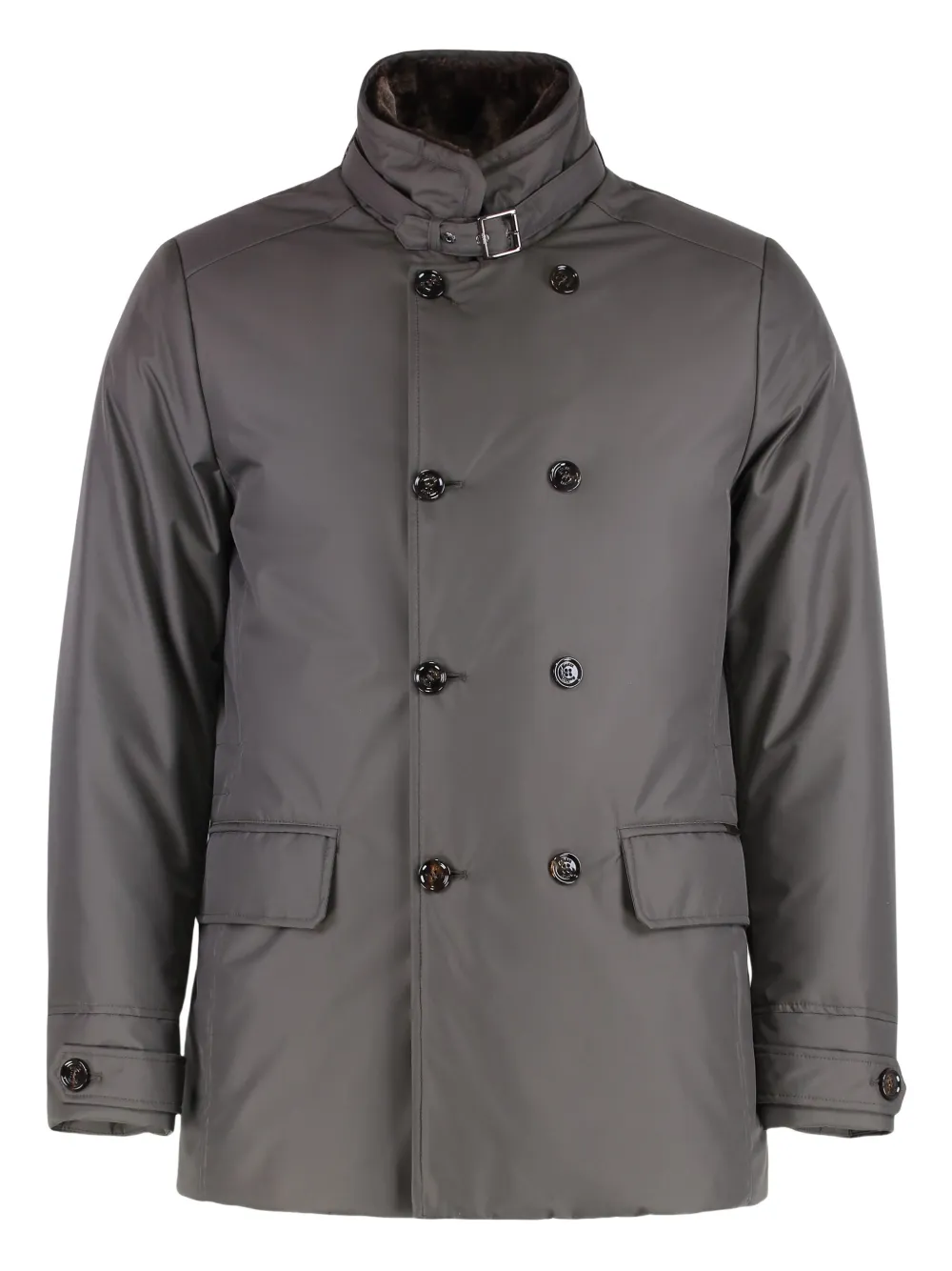 Moorer double-breasted flap-pocket jacket Grijs