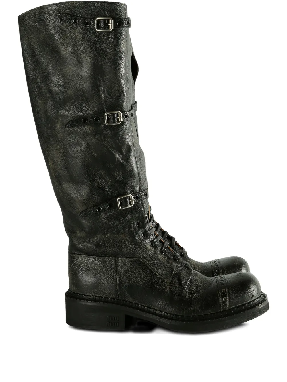 Miu Miu buckle-strap leather boots | Black | Image 1
