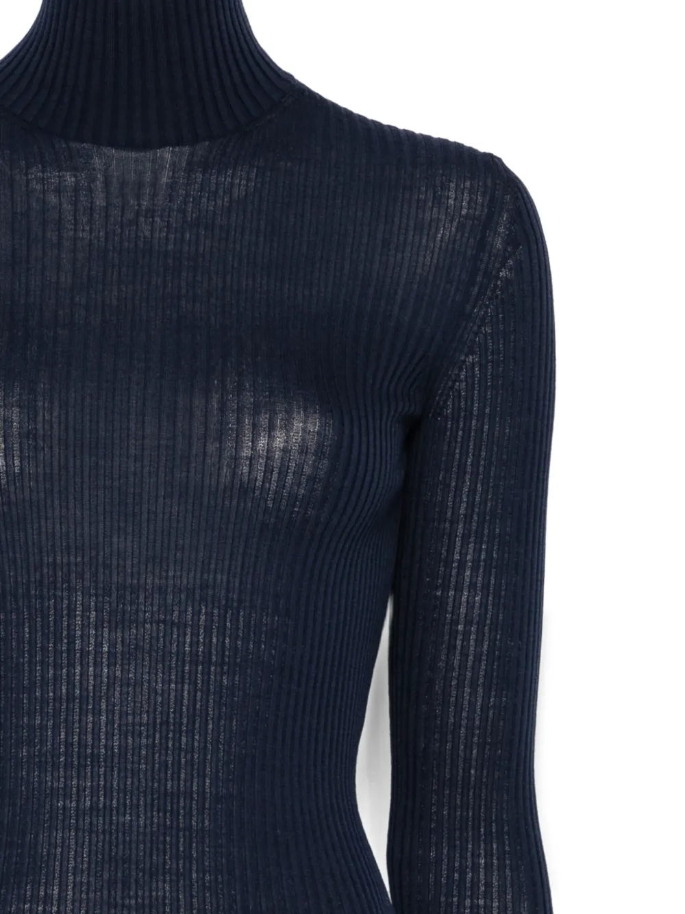 Mrz Ribbed High-neck Top In Blue
