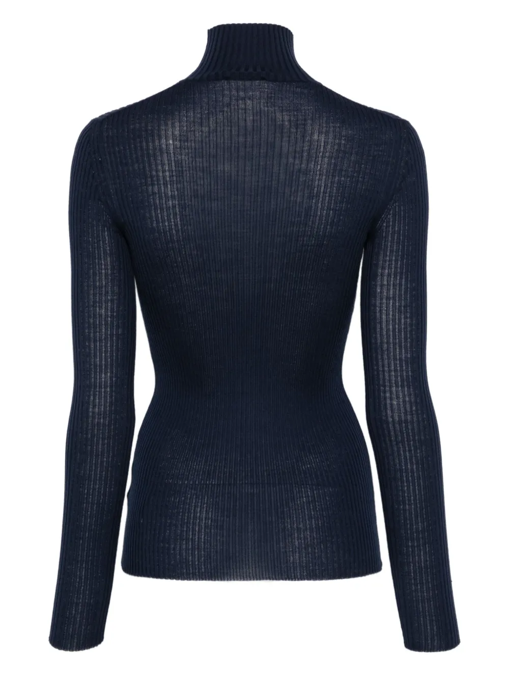 Mrz Ribbed High-neck Top In Blue