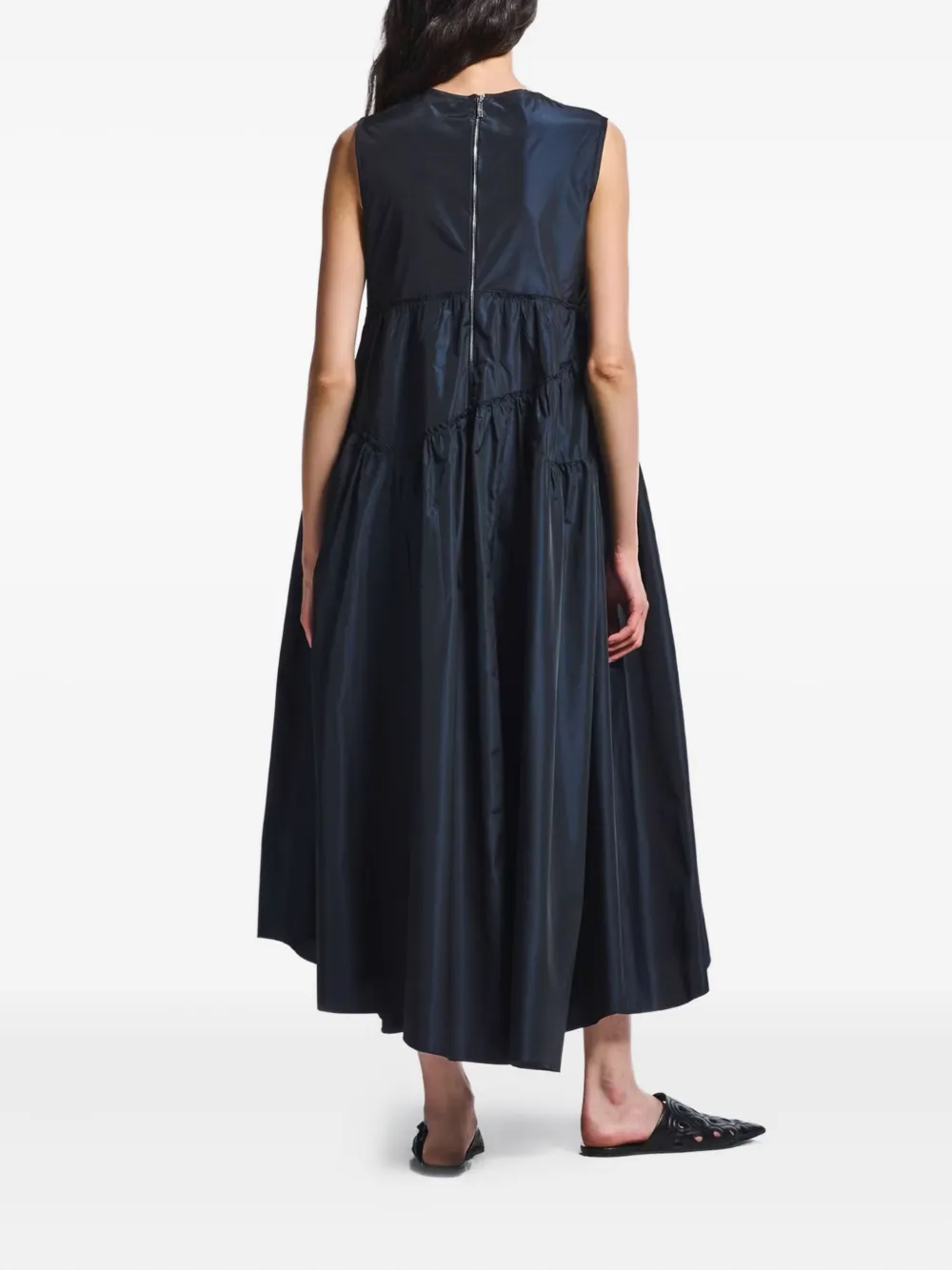 High V-neck Asymmetric Dress In Blue