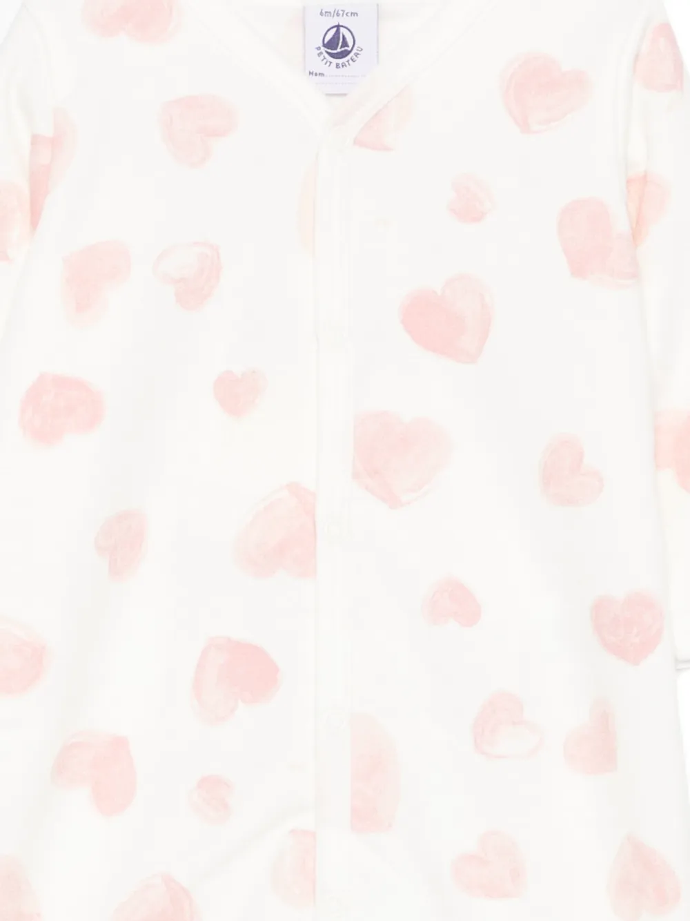 Petit Bateau Heart-print Pajamas In White