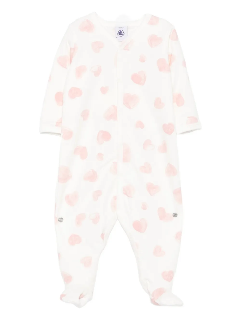 Petit Bateau Heart-print Pajamas In White