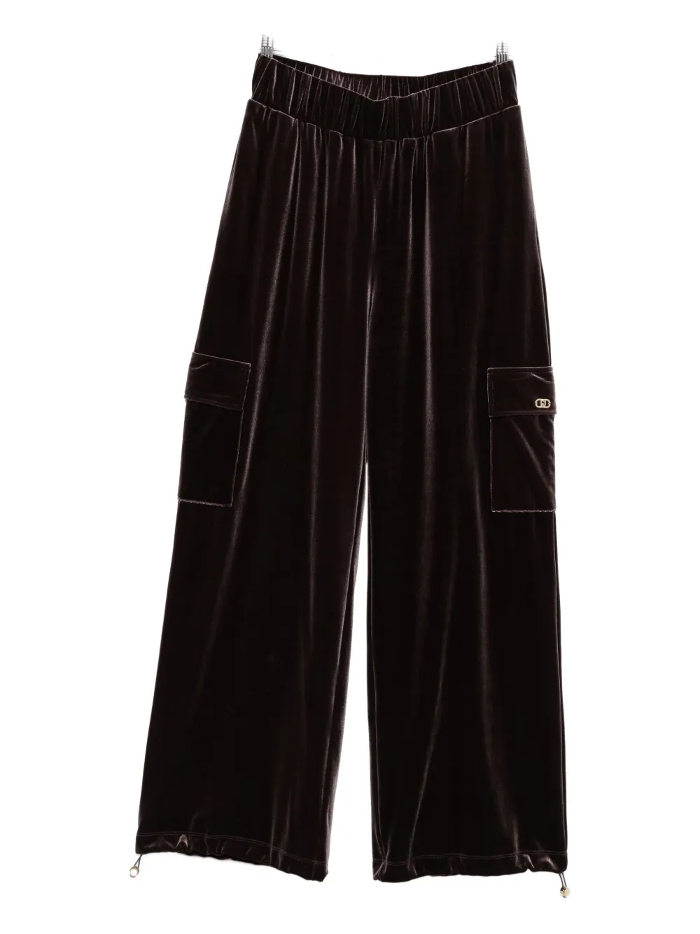 Liu •jo Wide-leg Brown Trousers With Flap Pockets In Brown