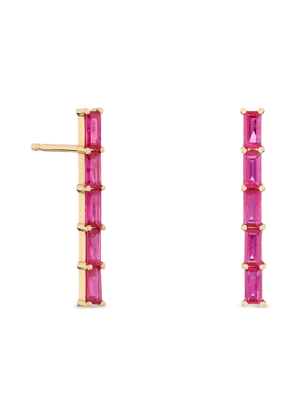 ROSEKEY 18K rose gold Whistle ruby baguette earrings - Rosa