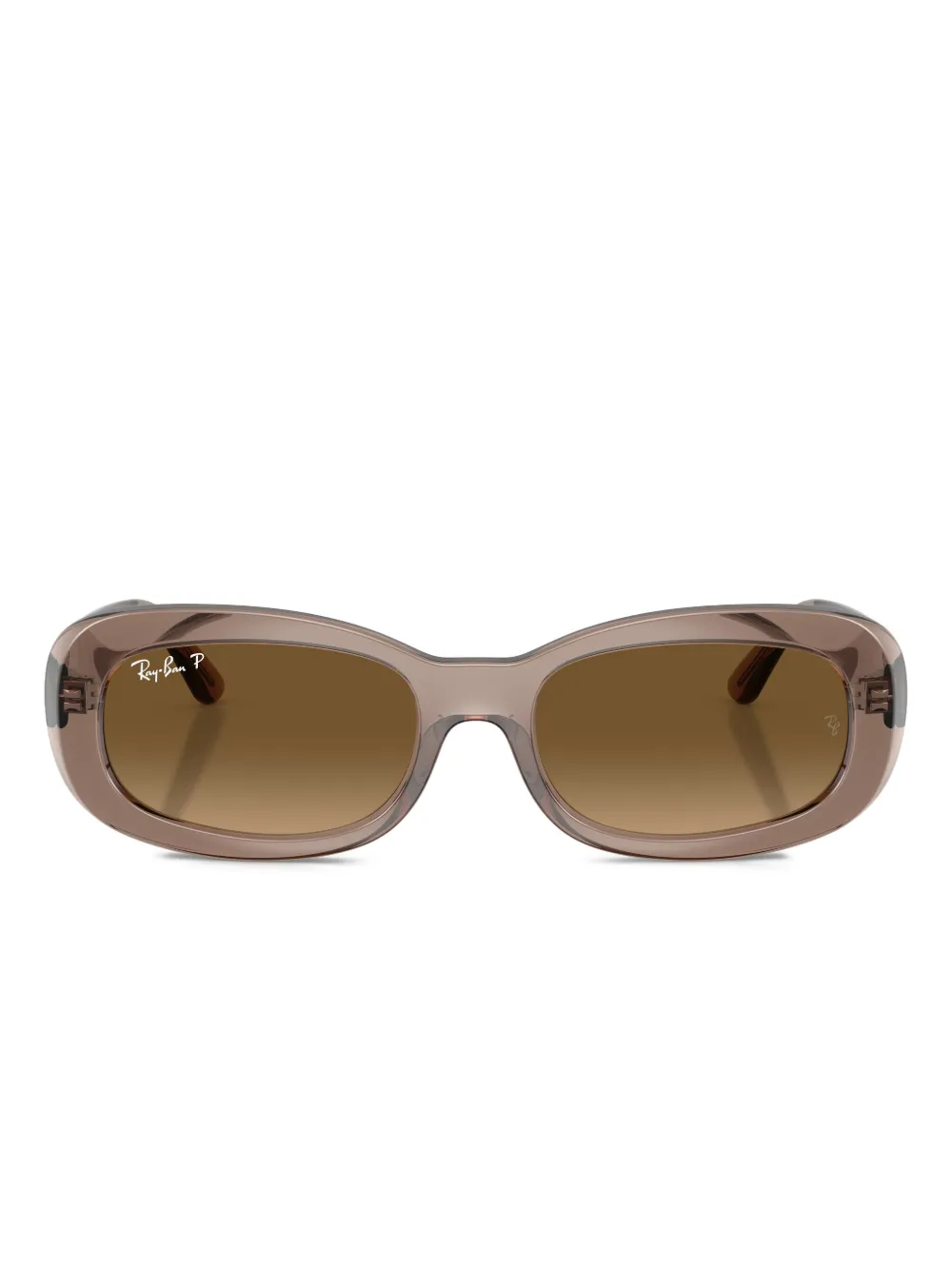 Ray Ban Branded Oval-frame Sunglasses In Brown