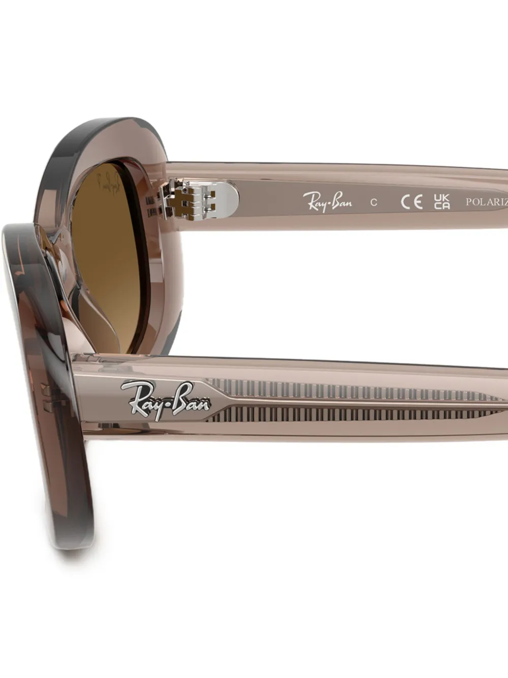 Ray Ban Branded Oval-frame Sunglasses In Brown