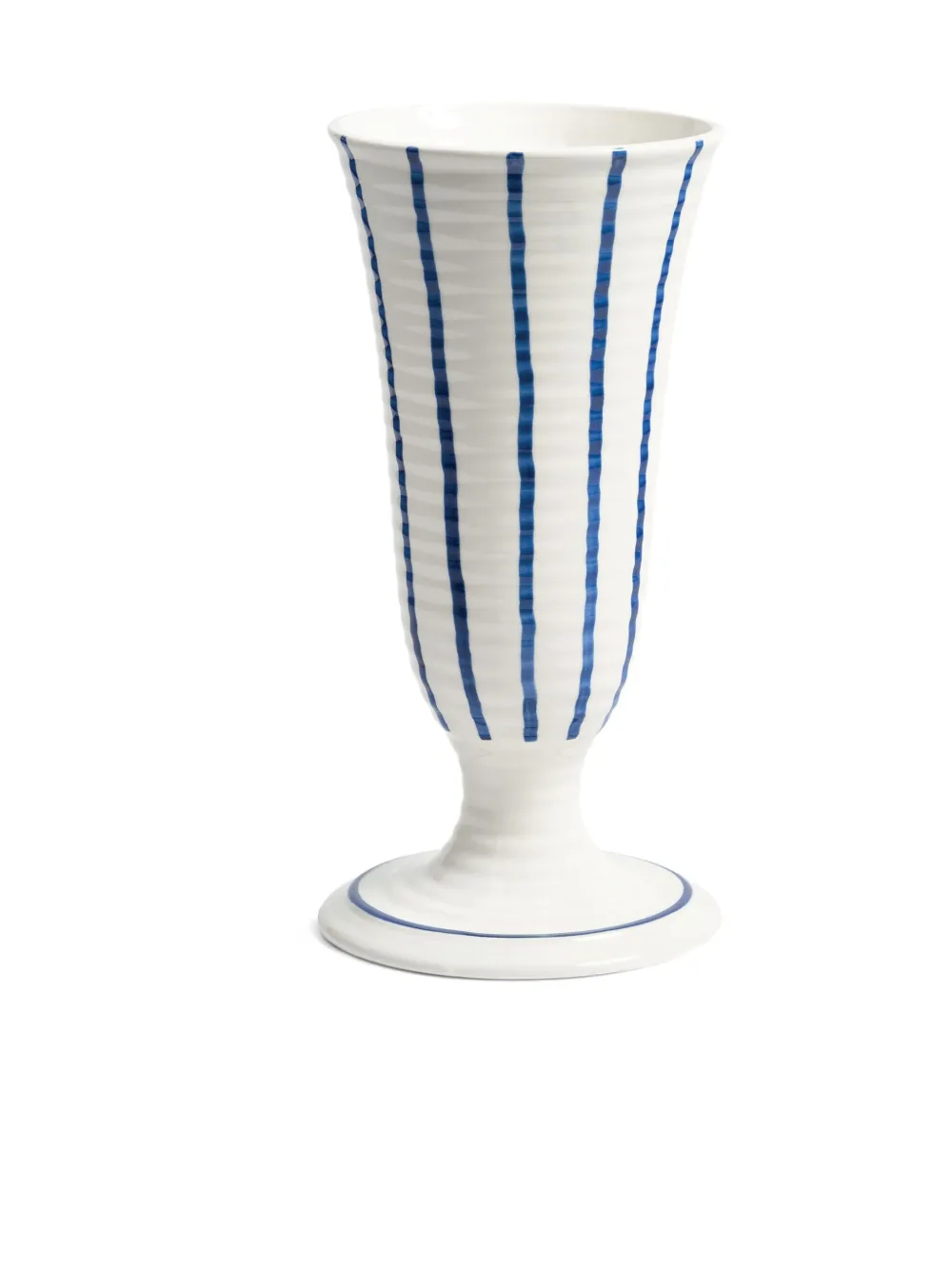 &k Amsterdam Gestreepte vaas (19 cm x 37,5 cm) - Wit