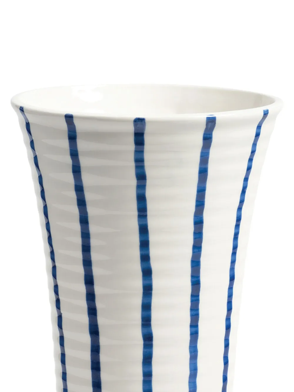 &k Amsterdam Vaso pedestal com listras 19cm x 37,5cm | Branco | Image 1