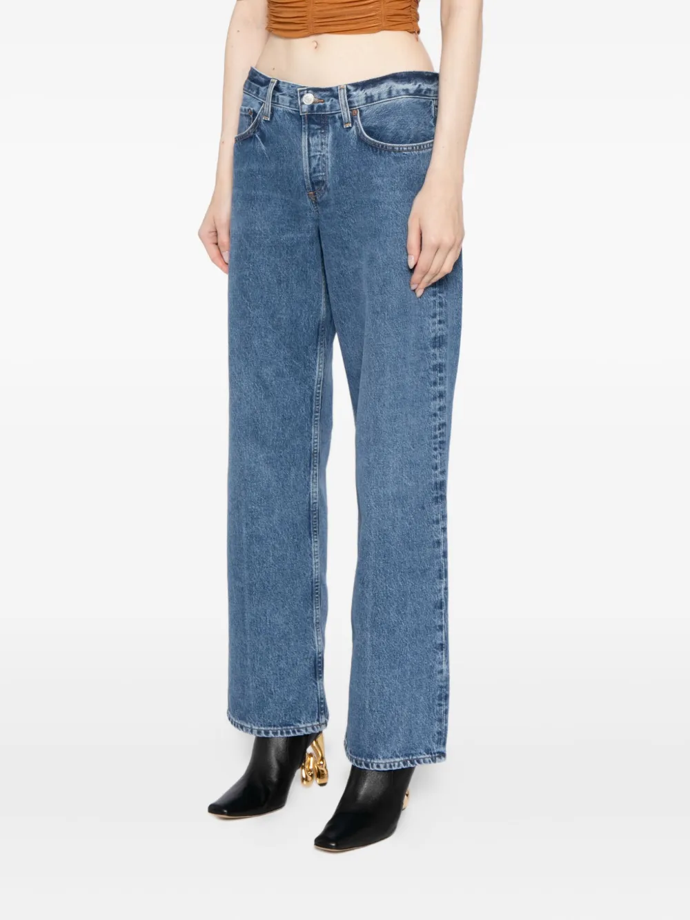 AGOLDE Low-waist ruimvallende jeans Blauw