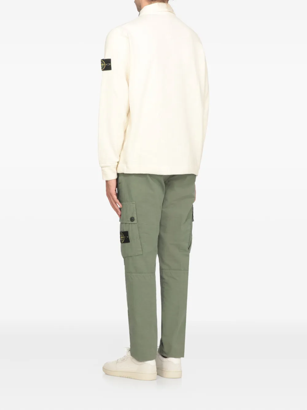 Stone Island Compass-motif Polo Shirt In Neutral