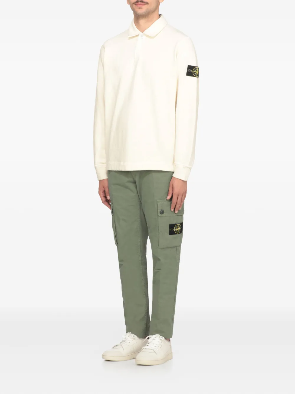 Stone Island Compass-motif Polo Shirt In Neutral