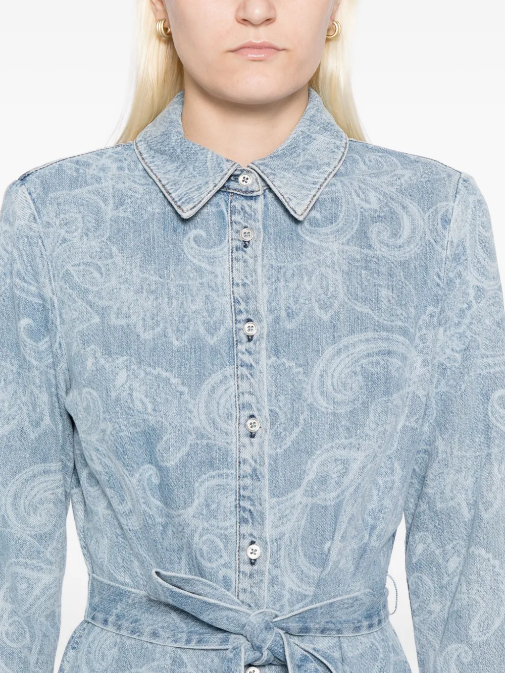 Alice And Olivia Chassidy Denim Shirt Dress In Blue