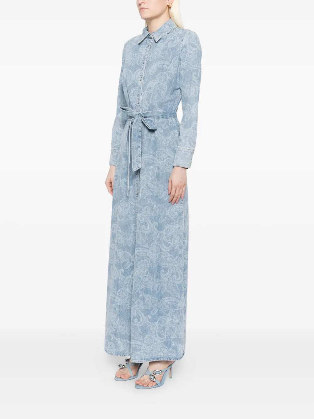 Alice And Olivia Chassidy Denim Shirt Dress In Blue