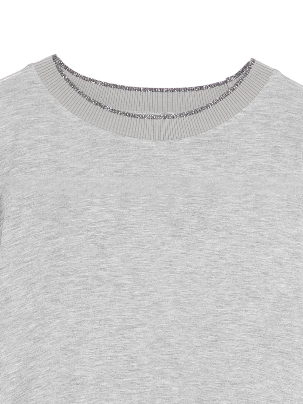 Lorena Antoniazzi T-shirt met glitter hals en lange mouwen Grijs