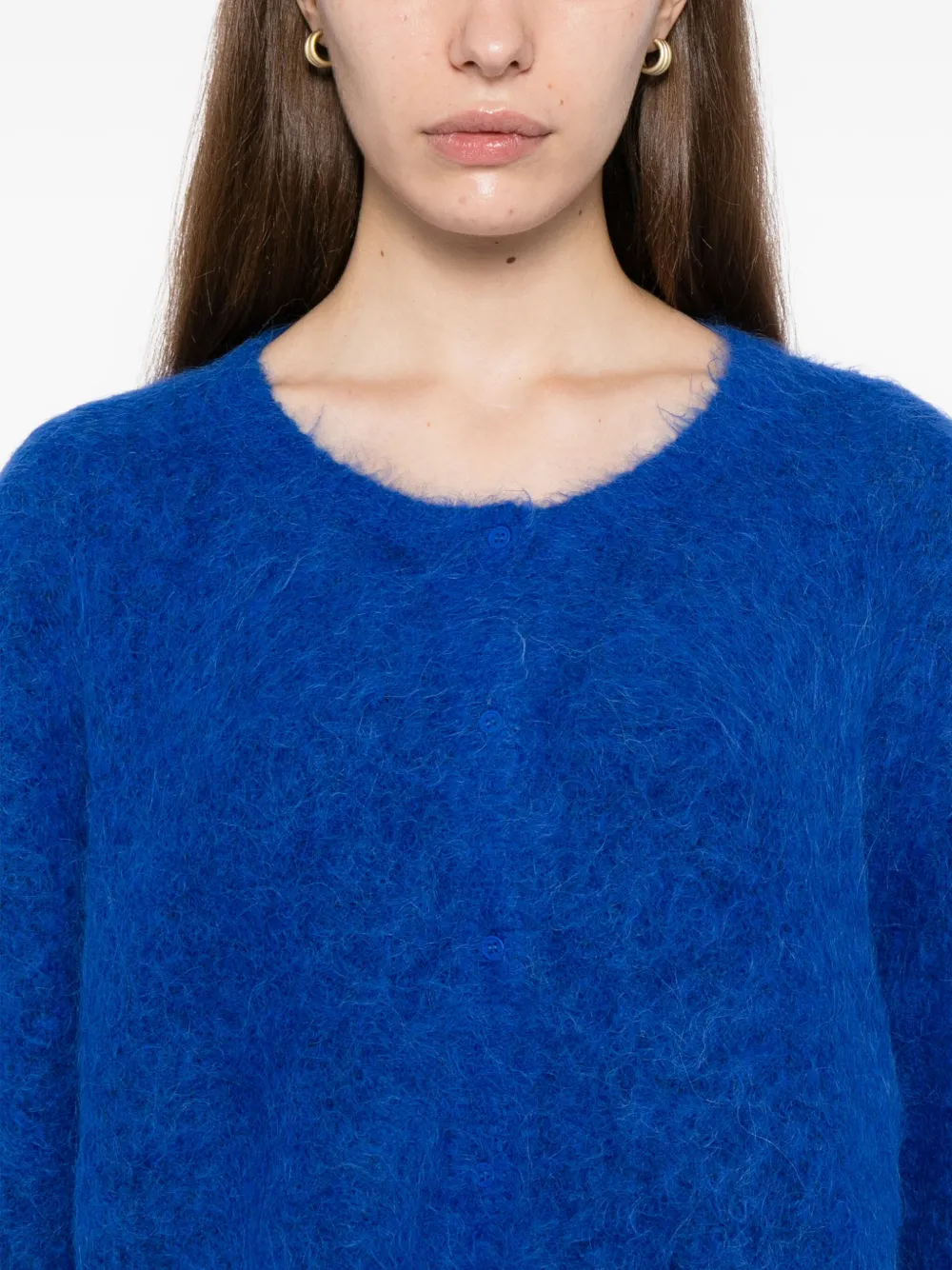 American Vintage Niby Brushed Alpaca-blend Cardigan In Blue
