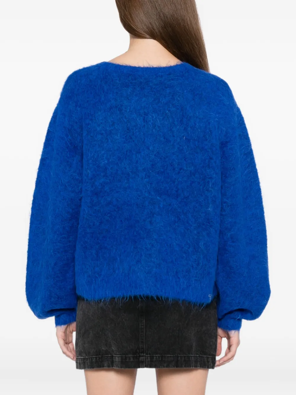 American Vintage Niby Brushed Alpaca-blend Cardigan In Blue