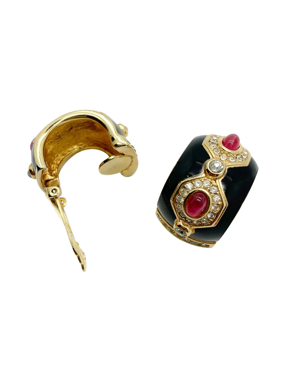 Dior Pre-owned 1980s Crystal-embellished Earrings in Black, view 4