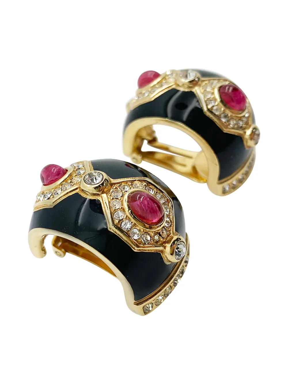 Dior Pre-owned 1980s Crystal-embellished Earrings in Black, view 3