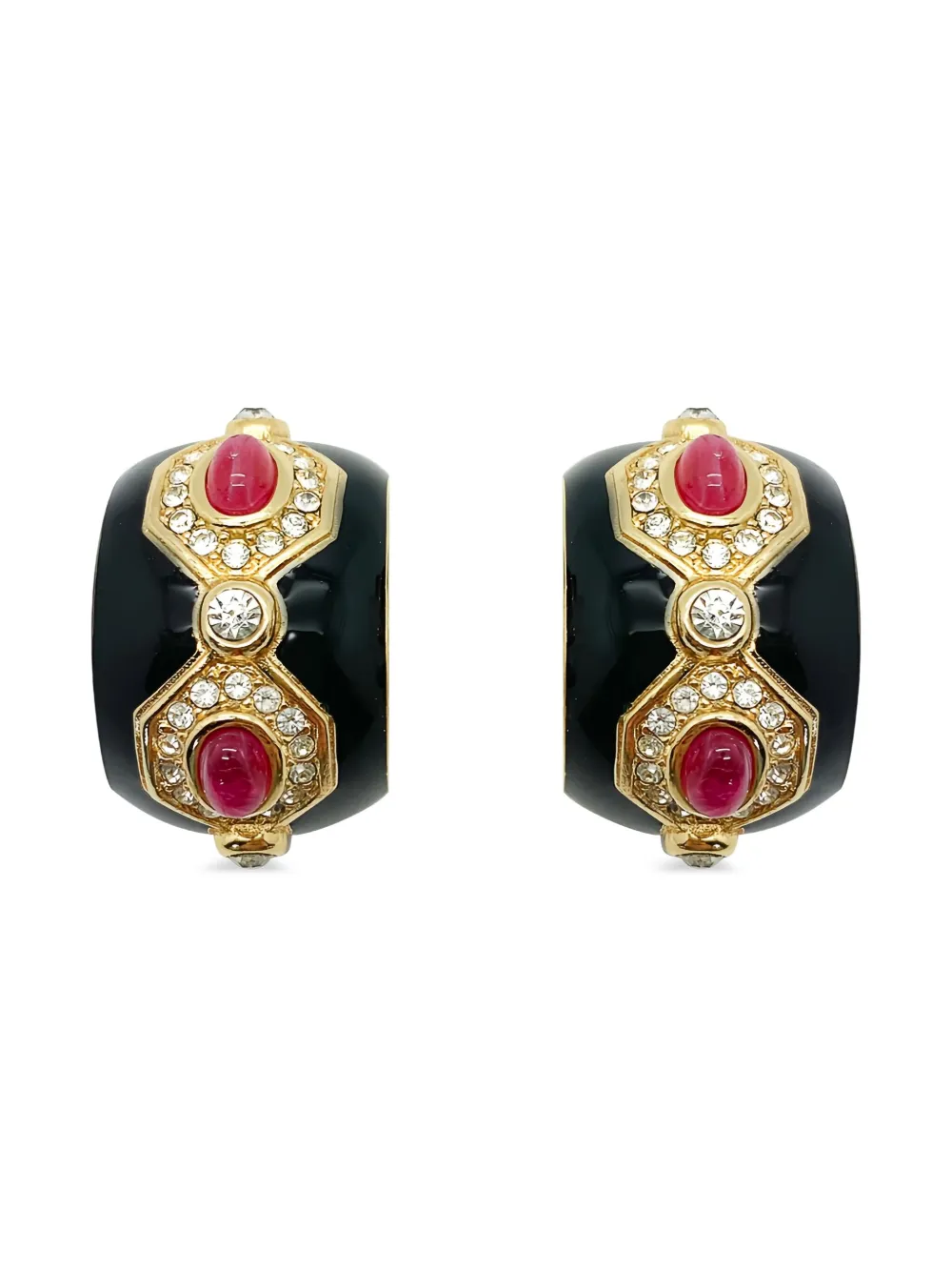 Christian Dior Pre-Owned 1980s クリスタル イヤリング - ブラック Christian Dior Pre-Owned 1980s クリスタル イヤリング - ブラック