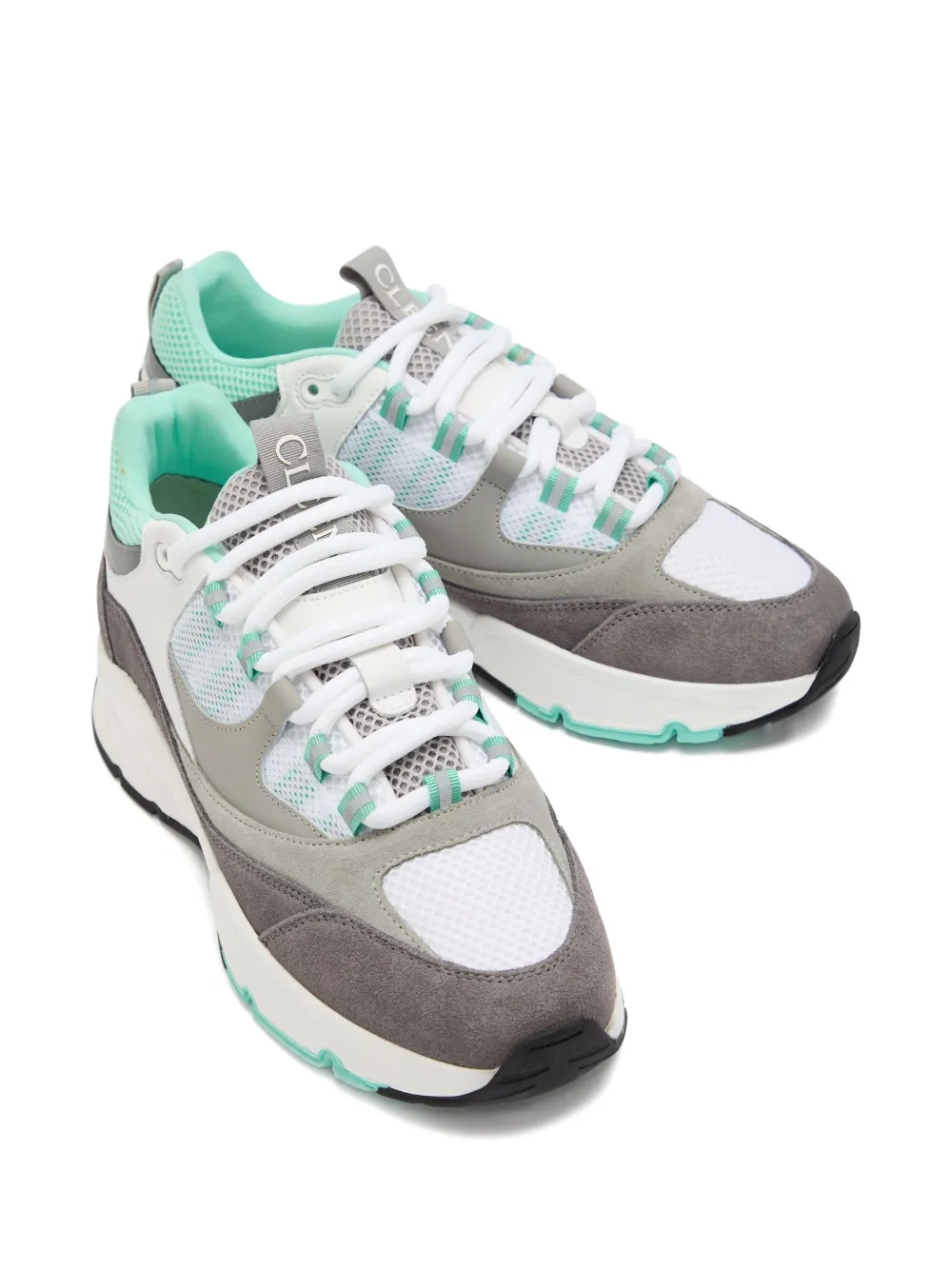 Cleens Aero Mesh-panels Suede Low-top Sneakers In Gray