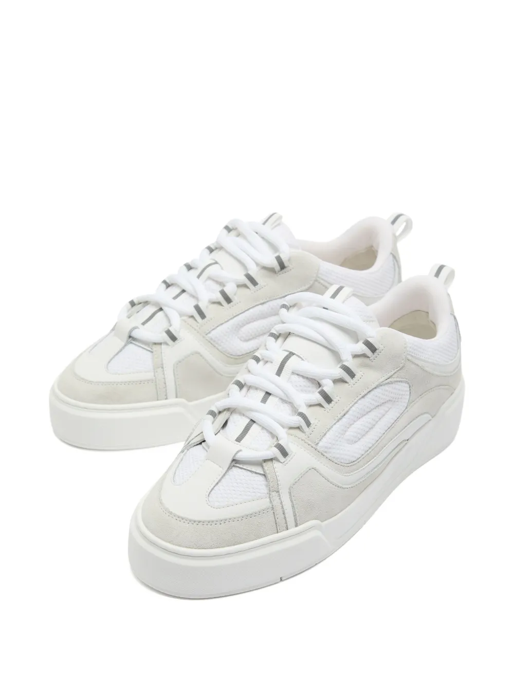 Cleens Skate Evo Mesh-panels Suede Low-top Sneakers In White