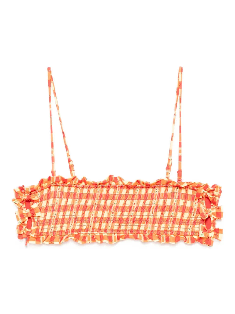 DAMSON MADDER shirred bow bikini top - Arancione