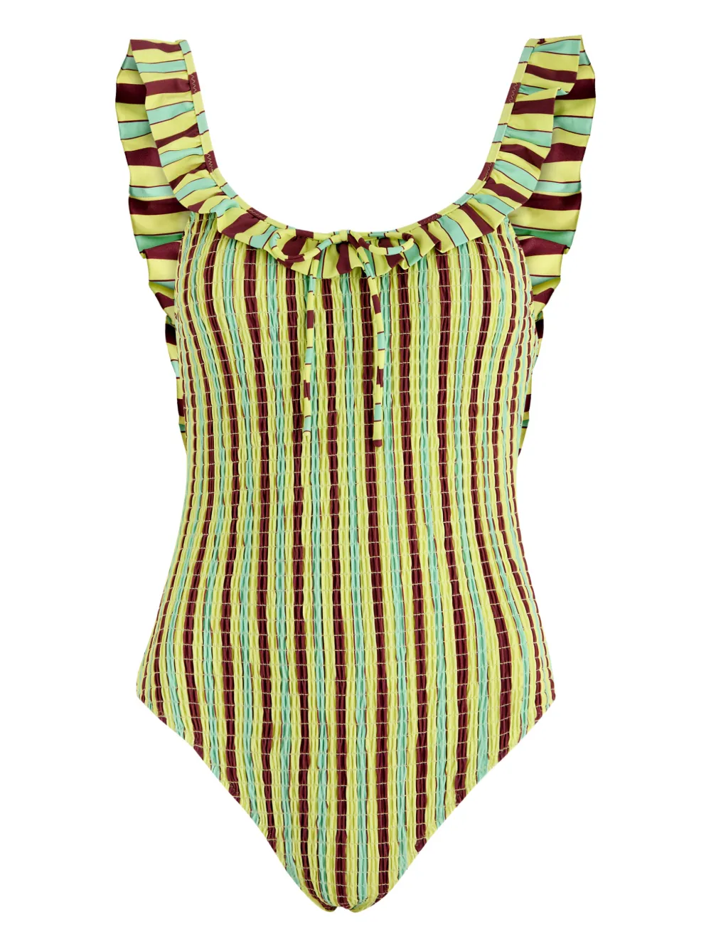 DAMSON MADDER ruffled striped swimsuit - Giallo