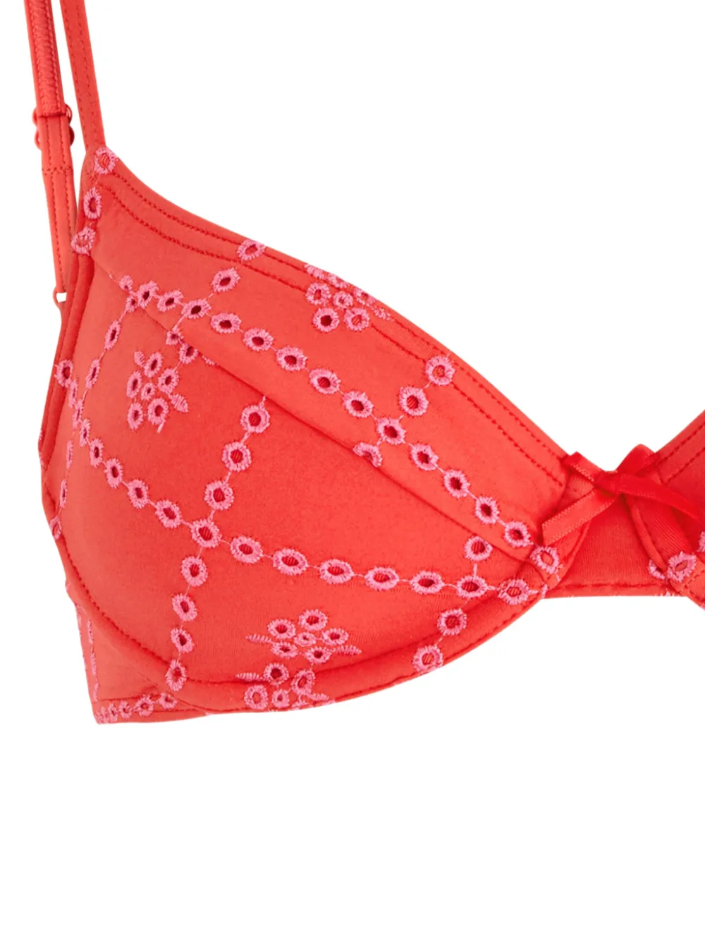  Damson Madder Eyelet-embroidered Ribbon-detail Bikini Top 